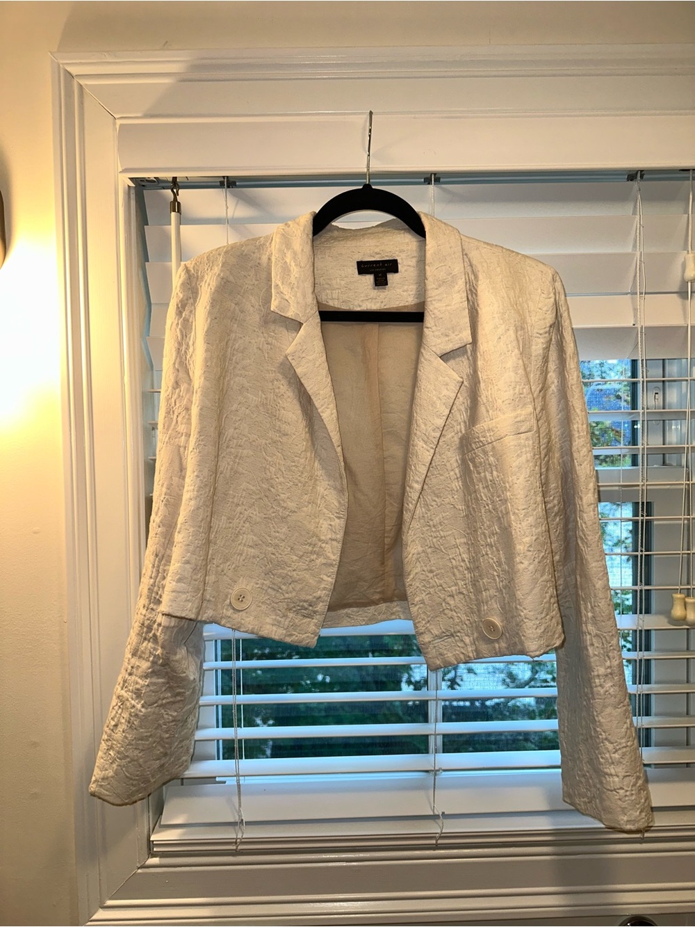 Current Air Ivory Cropped Textured Blazer